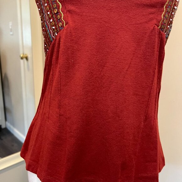 Boston Proper Rust Embroidered Sequined Racerback Tank Top, Size XS - Picture 4 of 13